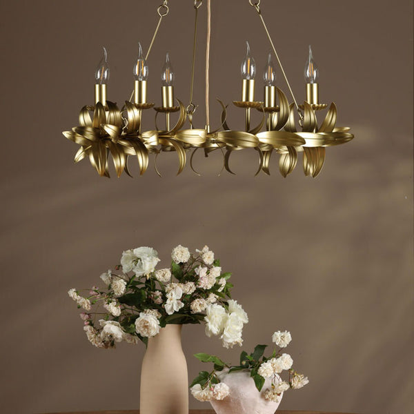 Dar Lighting Nadria 6 Light Pendant Satin Gold NAD0635