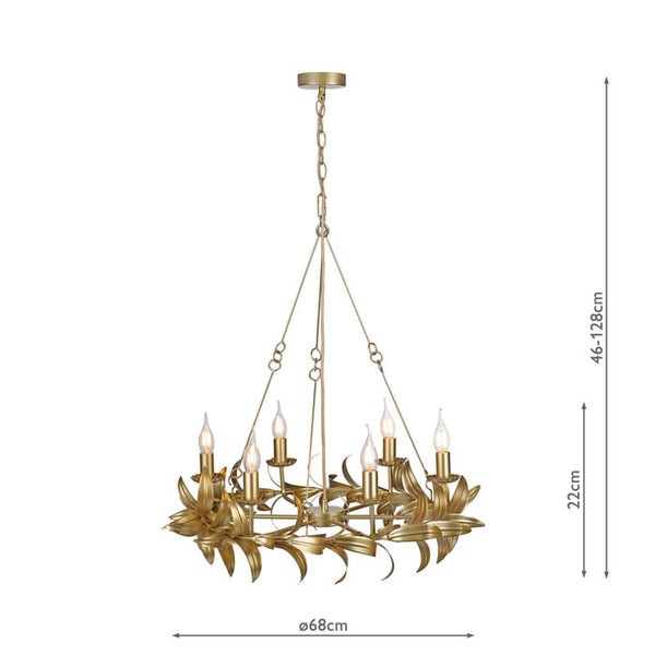 Dar Lighting Nadria 6 Light Pendant Satin Gold NAD0635