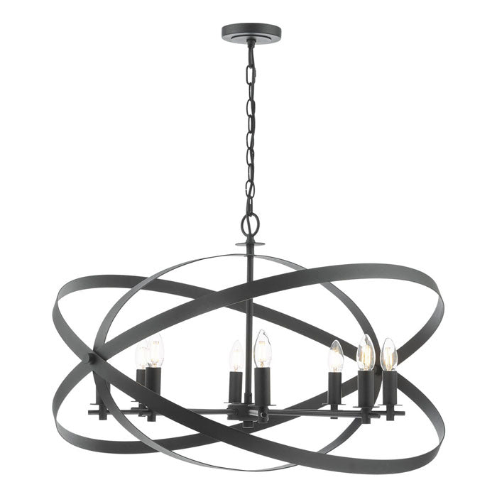 Dar Lighting Nitya 8 Light Pendant Matt Black NIT0822