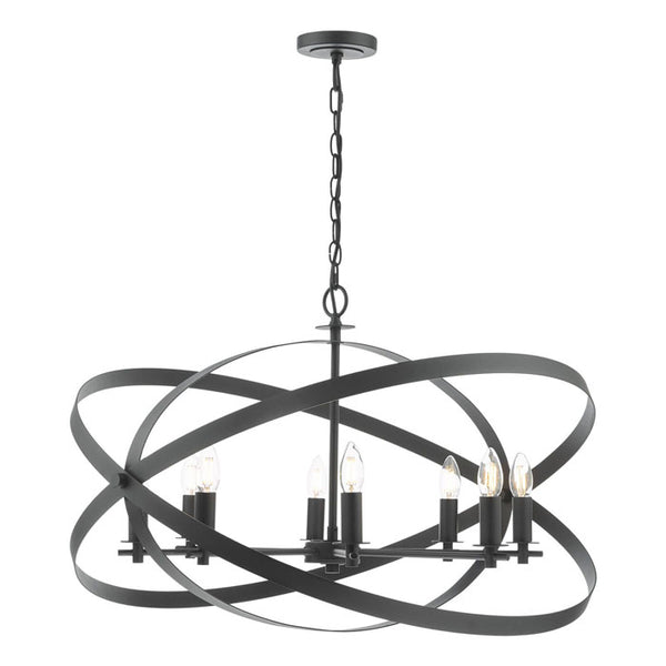 Dar Lighting Nitya 8 Light Pendant Matt Black NIT0822
