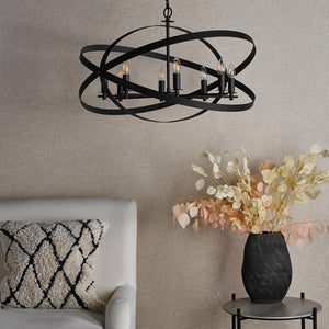 Dar Lighting Nitya 8 Light Pendant Matt Black NIT0822