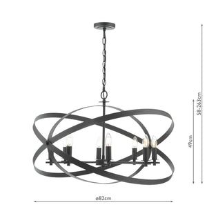 Dar Lighting Nitya 8 Light Pendant Matt Black NIT0822