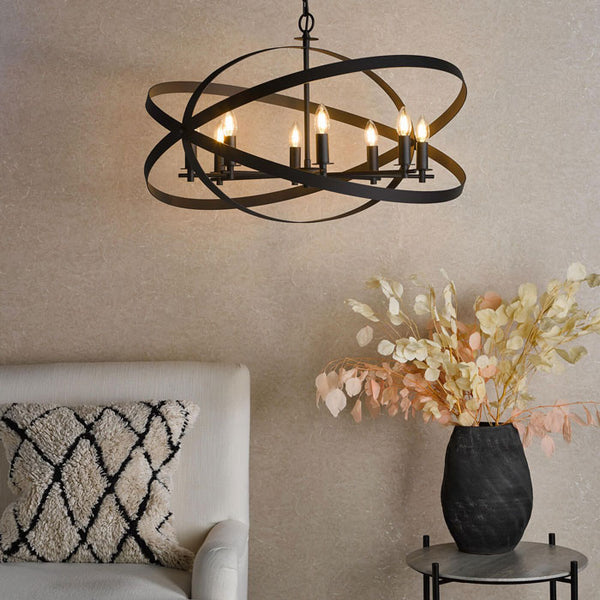 Dar Lighting Nitya 8 Light Pendant Matt Black NIT0822