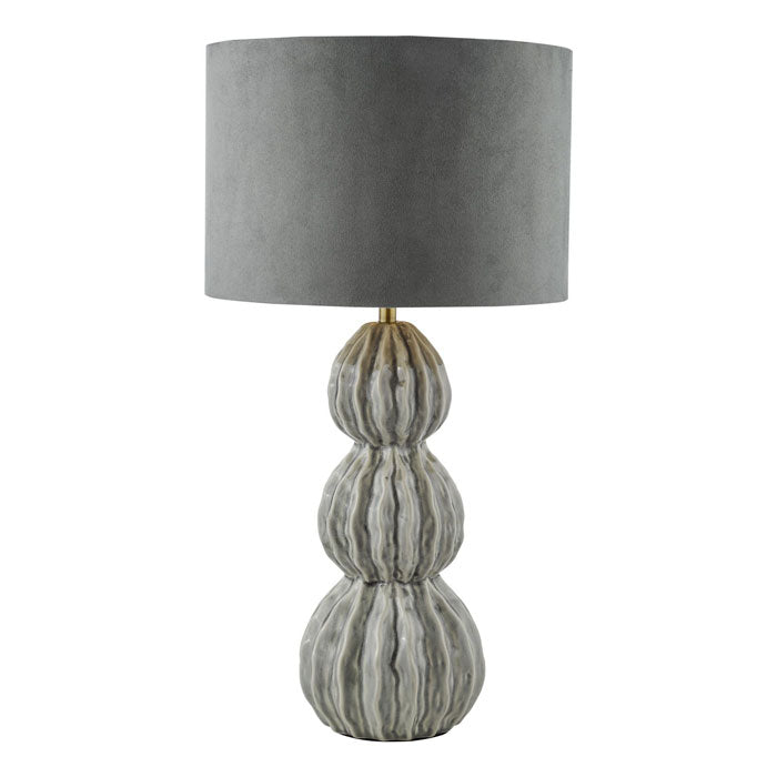 Dar Lorelai Ceramic Table Lamp Grey With Shade LOR4239