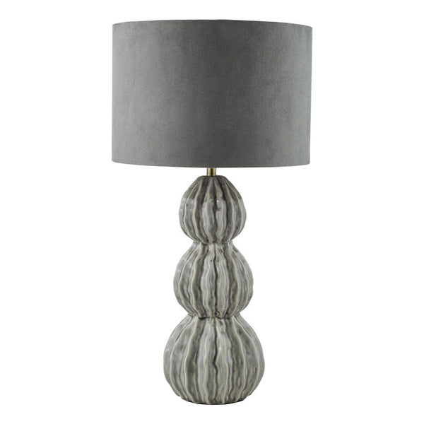Dar Lorelai Ceramic Table Lamp Grey With Shade LOR4239