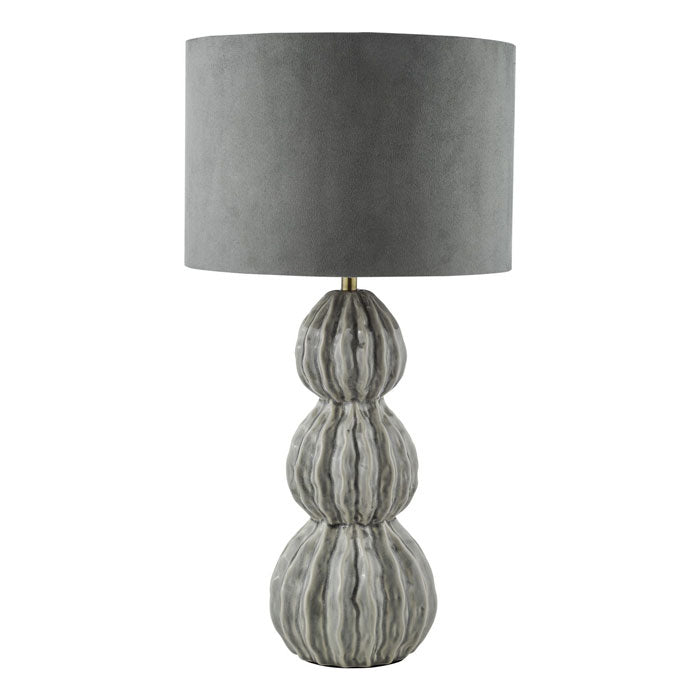 Dar Lorelai Ceramic Table Lamp Grey With Shade LOR4239