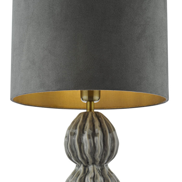 Dar Lorelai Ceramic Table Lamp Grey With Shade LOR4239