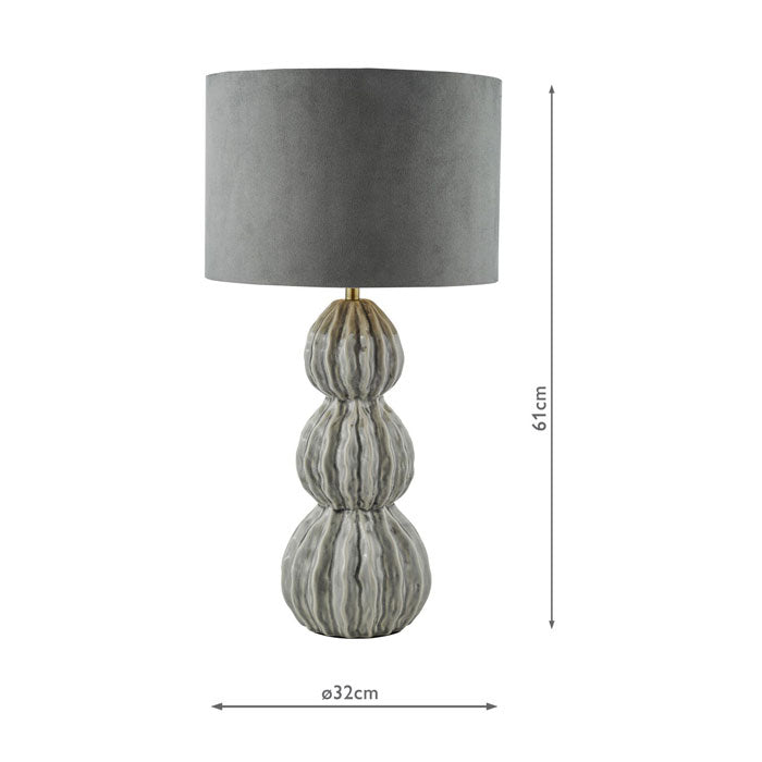 Dar Lorelai Ceramic Table Lamp Grey With Shade LOR4239