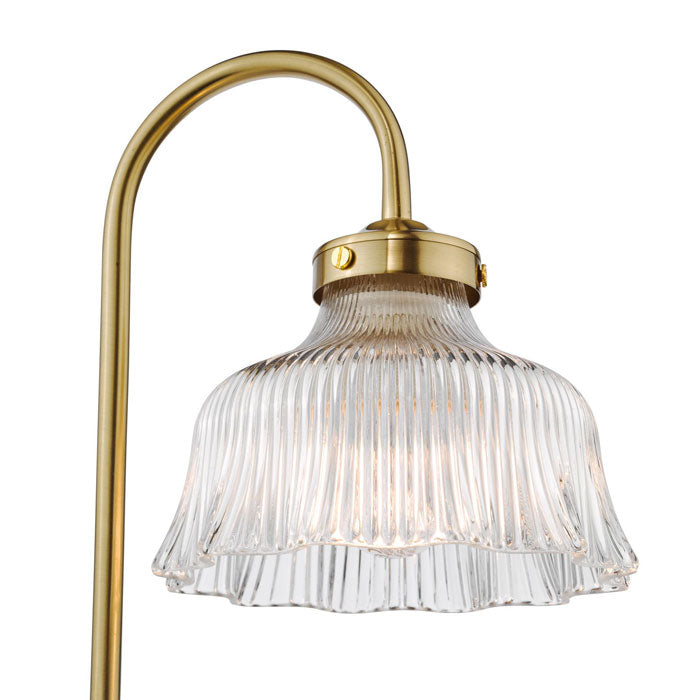 Dar Maude Table Lamp Natural Brass and Ribbed Glass MAU4242