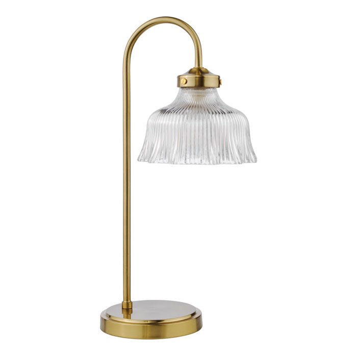 Dar Maude Table Lamp Natural Brass and Ribbed Glass MAU4242