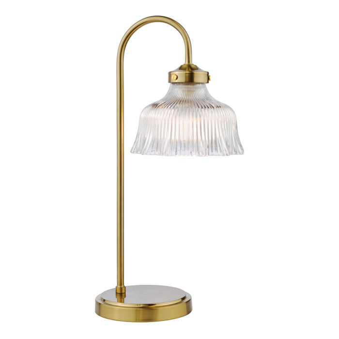 Dar Maude Table Lamp Natural Brass and Ribbed Glass MAU4242