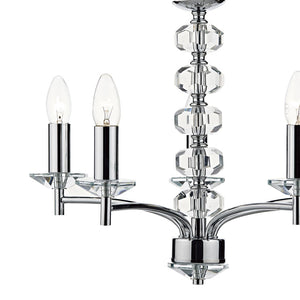 Dar Oleana 5 Light Armed Pendant Polished Chrome & Crystal – OLE0550