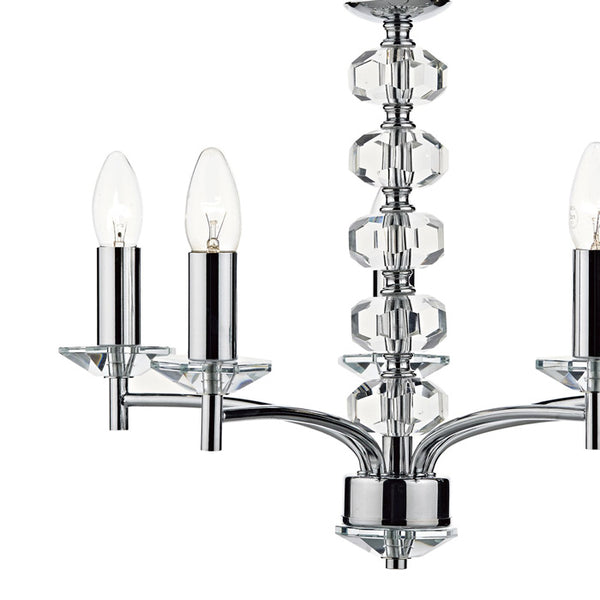 Dar Oleana 5 Light Armed Pendant Polished Chrome & Crystal – OLE0550