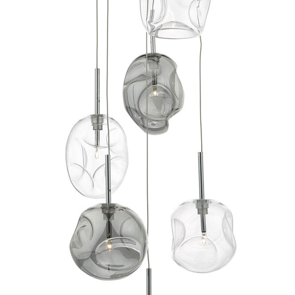 Dar Quinn 6 Light Cluster Pendant Polished Chrome & Smoked Glass QUI6410