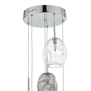 Dar Quinn 6 Light Cluster Pendant Polished Chrome & Smoked Glass QUI6410