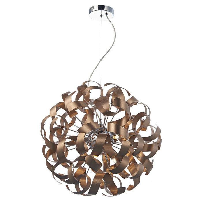 Dar Rawley 9 Light Pendant Brushed Copper and Polished Chrome RAW1364