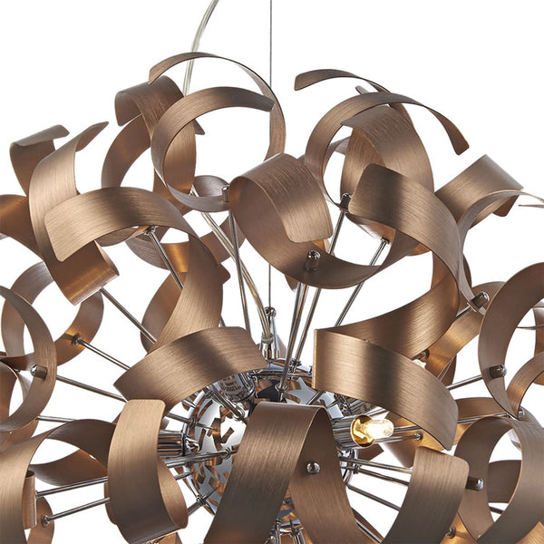 Dar Rawley 9 Light Pendant Brushed Copper and Polished Chrome RAW1364