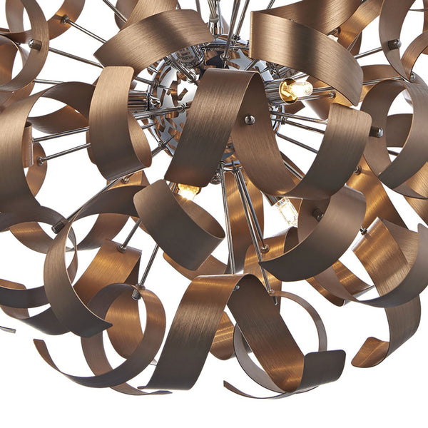 Dar Rawley 9 Light Pendant Brushed Copper and Polished Chrome RAW1364