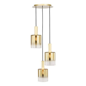 Dar Savannah 3 Light Cluster Pendant Satin Gold & Gold Ombre Glass – SAV8835