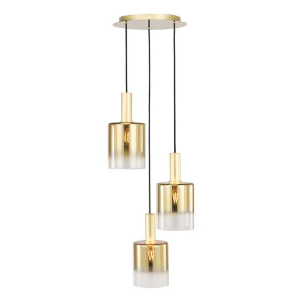 Dar Savannah 3 Light Cluster Pendant Satin Gold & Gold Ombre Glass – SAV8835