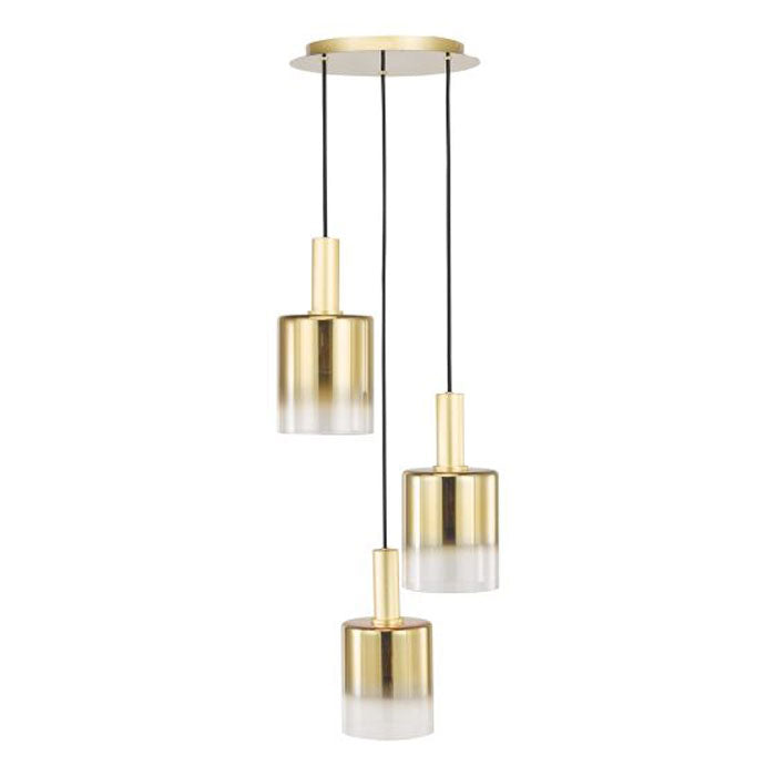 Dar Savannah 3 Light Cluster Pendant Satin Gold & Gold Ombre Glass – SAV8835