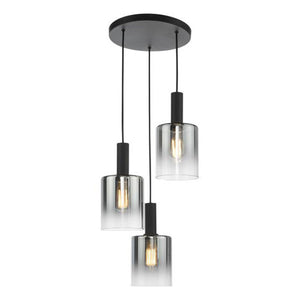 Dar Savannah 3 Light Cluster Pendant Matt Black & Smoked Glass SAV8822