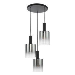 Dar Savannah 3 Light Cluster Pendant Matt Black & Smoked Glass SAV8822