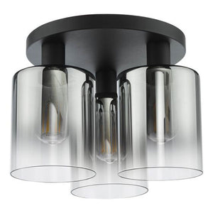 Dar Savannah 3 Light Flush Matt Black & Smoked Glass SAV5322