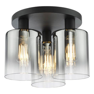 Dar Savannah 3 Light Flush Matt Black & Smoked Glass SAV5322