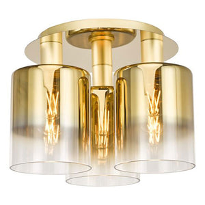 Dar Savannah 3 Light Semi Flush Satin Gold & Gold Ombre Glass SAV5335