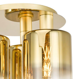 Dar Savannah 3 Light Semi Flush Satin Gold & Gold Ombre Glass SAV5335