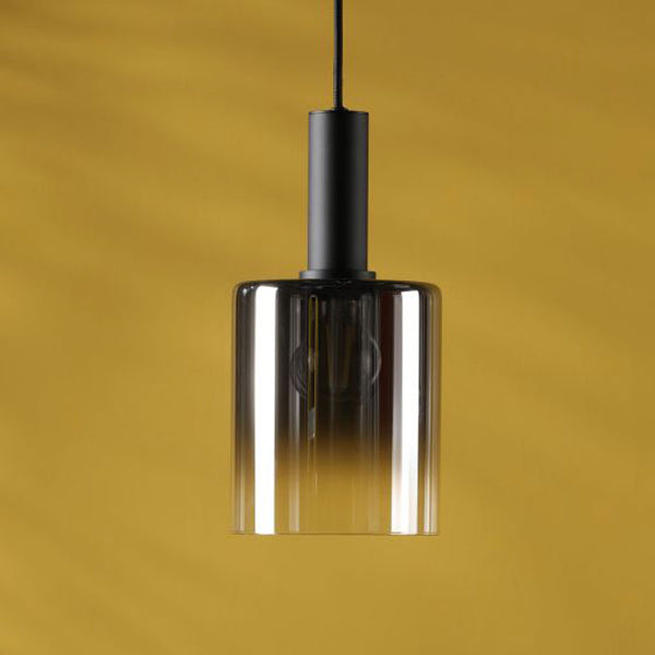 Dar Savannah Single Pendant Matt Black and Smoked Glass SAV8622