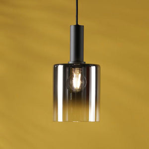 Dar Savannah Single Pendant Matt Black and Smoked Glass SAV8622
