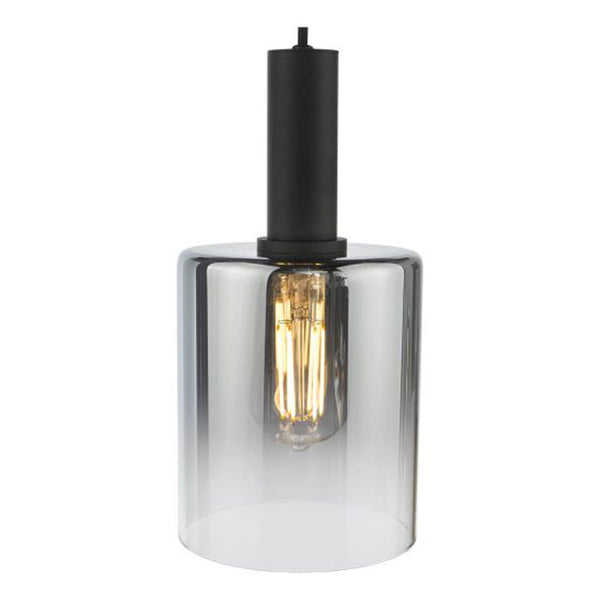 Dar Savannah Single Pendant Matt Black and Smoked Glass SAV8622