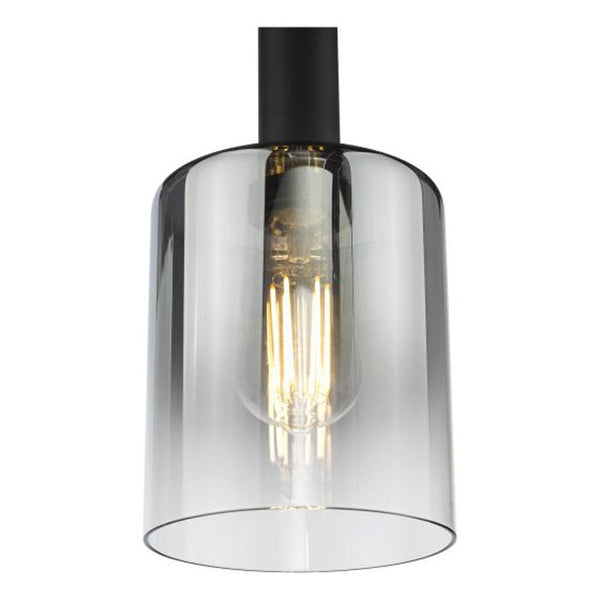 Dar Savannah Single Pendant Matt Black and Smoked Glass SAV8622