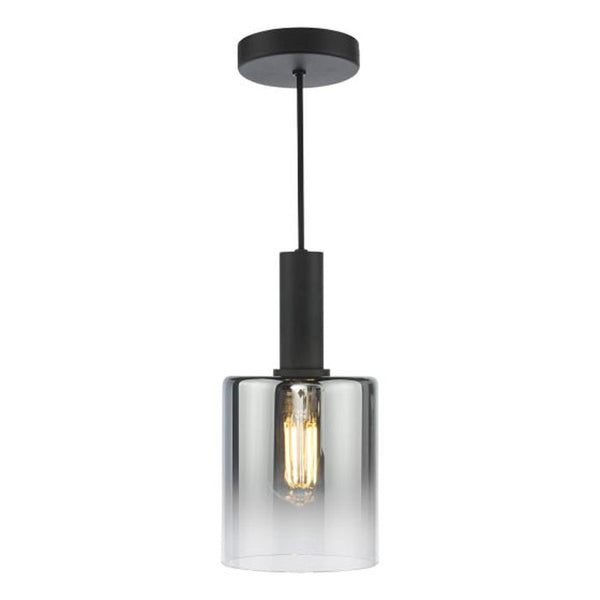 Dar Savannah Single Pendant Matt Black and Smoked Glass SAV8622
