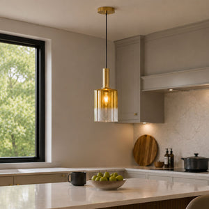 Dar Savannah Single Pendant Satin Gold & Gold Ombre Glass SAV8635