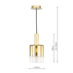 Dar Savannah Single Pendant Satin Gold & Gold Ombre Glass SAV8635