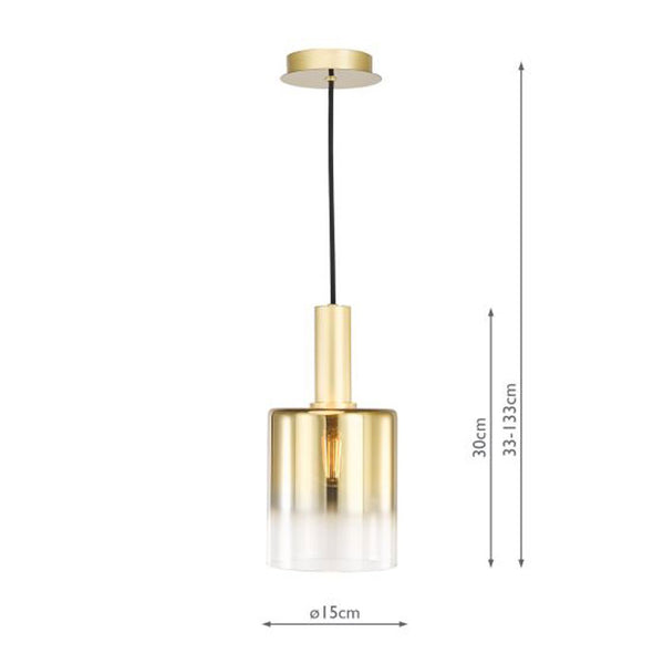 Dar Savannah Single Pendant Satin Gold & Gold Ombre Glass SAV8635