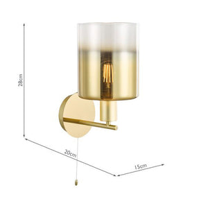 Dar Savannah Wall Light Satin Gold & Gold Ombre Glass SAV0735