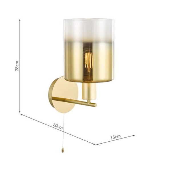 Dar Savannah Wall Light Satin Gold & Gold Ombre Glass SAV0735
