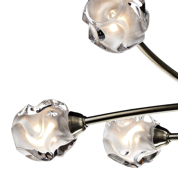 Dar Seattle 8 Light Semi-Flush Antique Brass & Glass SEA0875