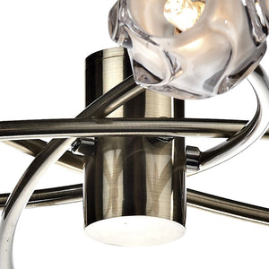 Dar Seattle 8 Light Semi-Flush Antique Brass & Glass SEA0875