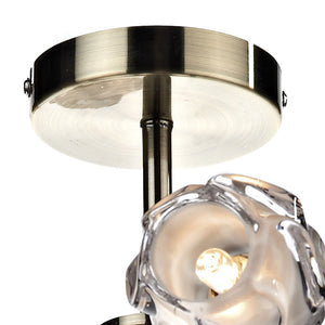Dar Seattle 8 Light Semi-Flush Antique Brass & Glass SEA0875