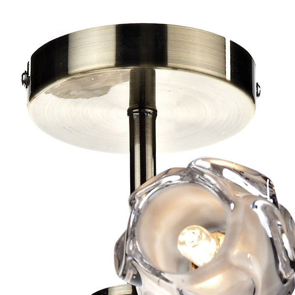 Dar Seattle 8 Light Semi-Flush Antique Brass & Glass SEA0875