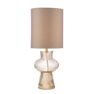 Dar Suelita Table Lamp Brown Ribbed Glass and Antique Brass With Shade SUE4229