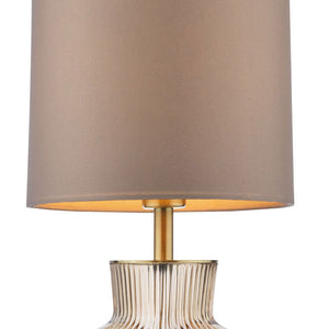 Dar Suelita Table Lamp Brown Ribbed Glass and Antique Brass With Shade SUE4229