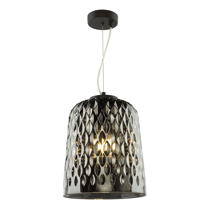 Dar Varius Pendant Matt Black and Smoked Glass VAR0110