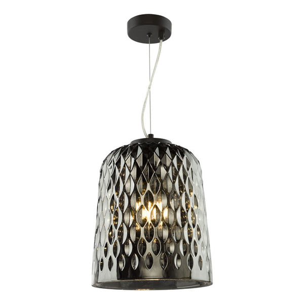 Dar Varius Pendant Matt Black and Smoked Glass VAR0110