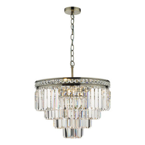 Dar Vyana 4 Light Chandelier Crystal & Antique Brass VYA0475
